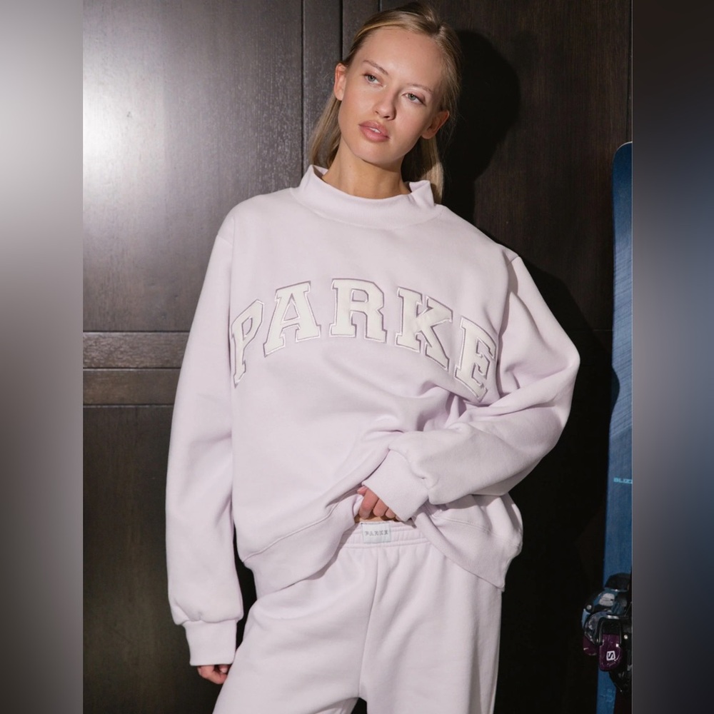 PARKE SPORT fleece Varsity Mockneck LILAC S/M NEW